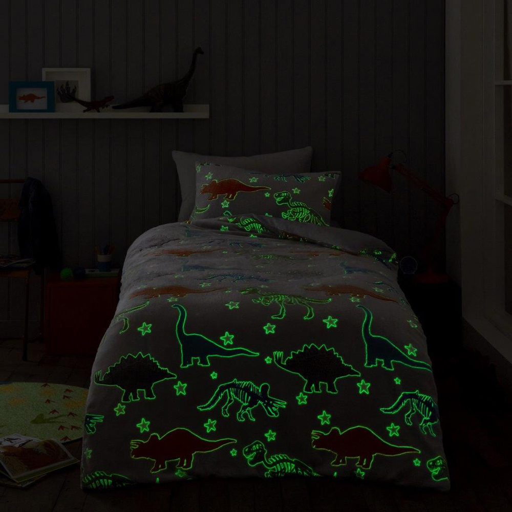 Smart Living Double Dino Dig Teddy Glow in the Dark Duvet Set Image 3