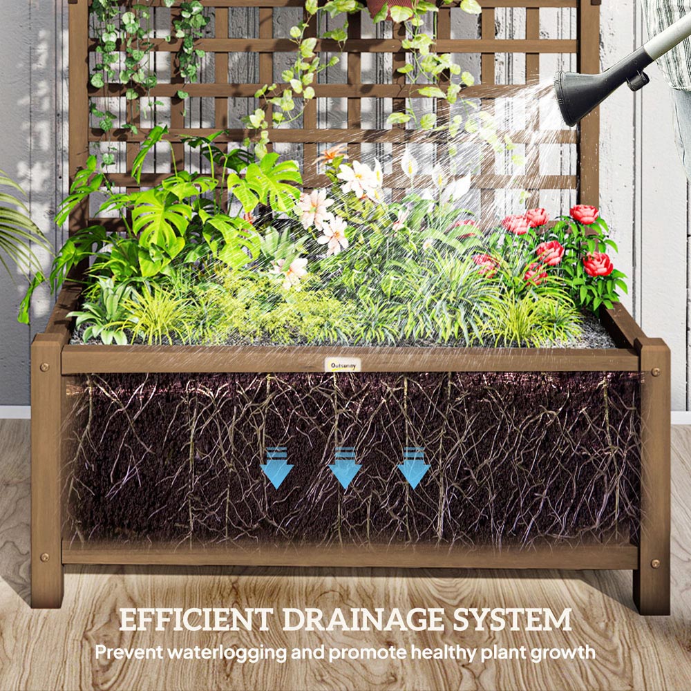 Outsunny Wooden Garden Planter with Trellis 183 x 45 x 90cm Image 6