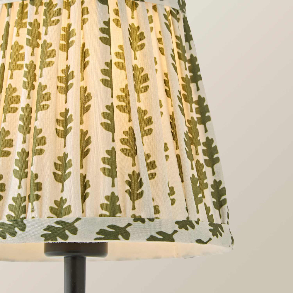 ValueLights Lowe Green Ditsy Floral Pleated Shade Black Rechargeable Table Lamp with Bulb Image 4