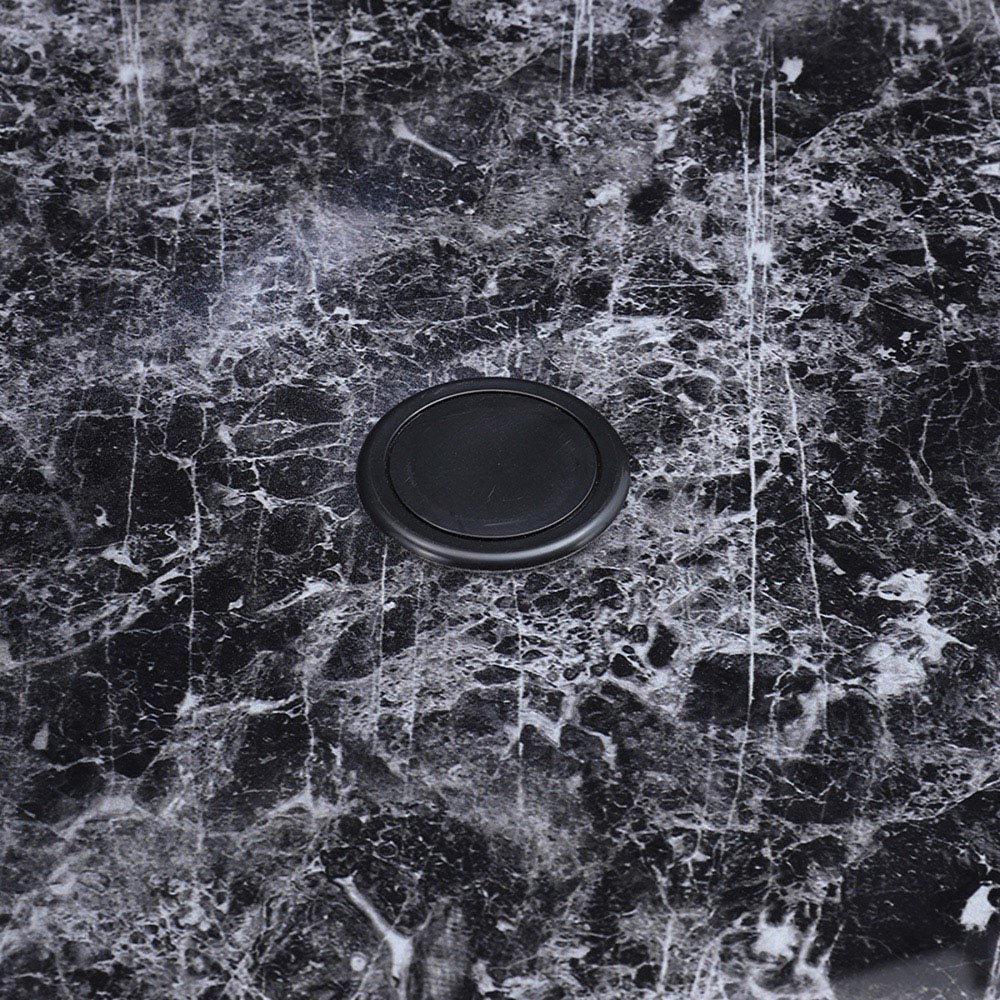 Living and Home Black Tempered Glass Round Marble Coffee Table Image 4