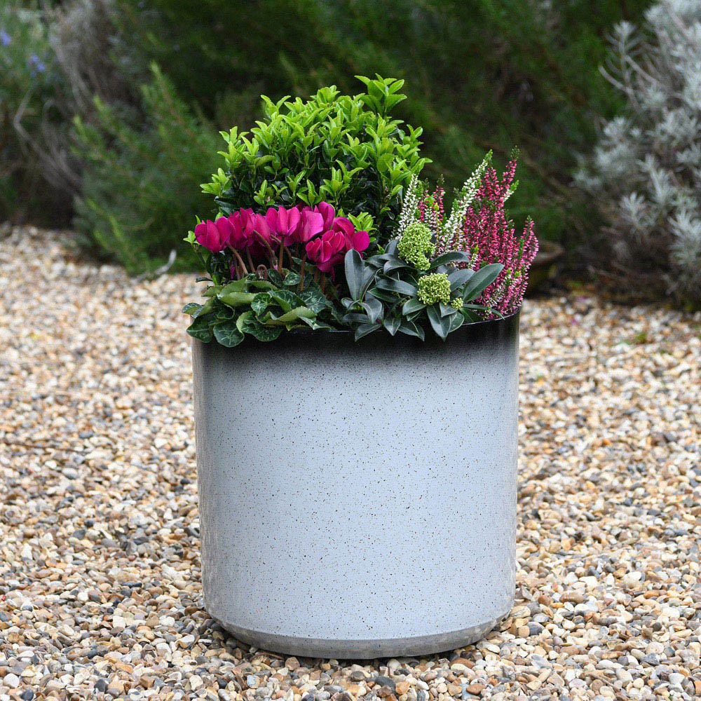 Garden Gear Slate Black Glazed Cylinder Planter 31cm 2 Pack Image 2
