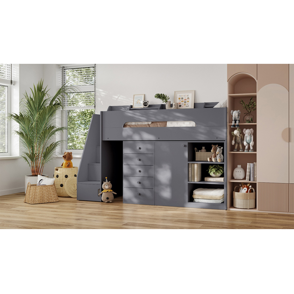 Flair Stepaside Grey Wooden High Sleeper Storage Station Image 3