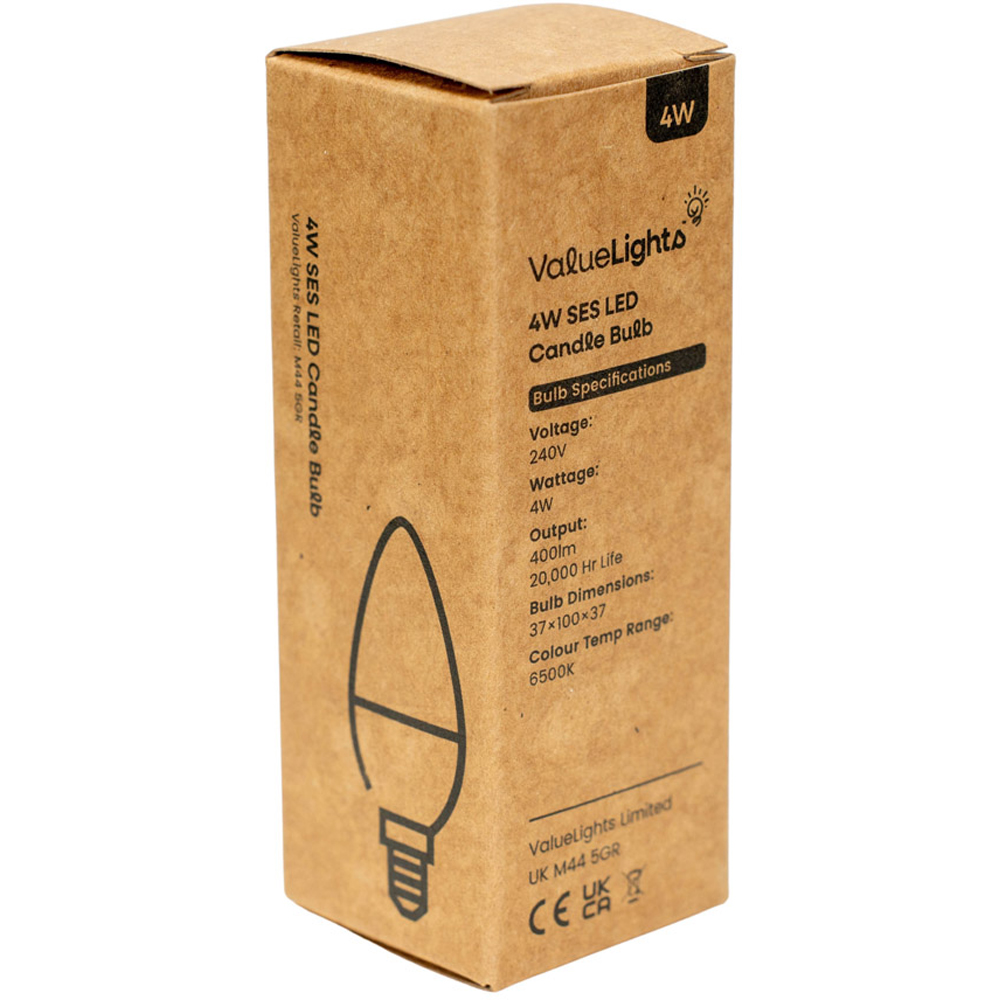 ValueLights 4W 6500K Cool White E14 Candle LED Light Bulb 10 Pack Image 6