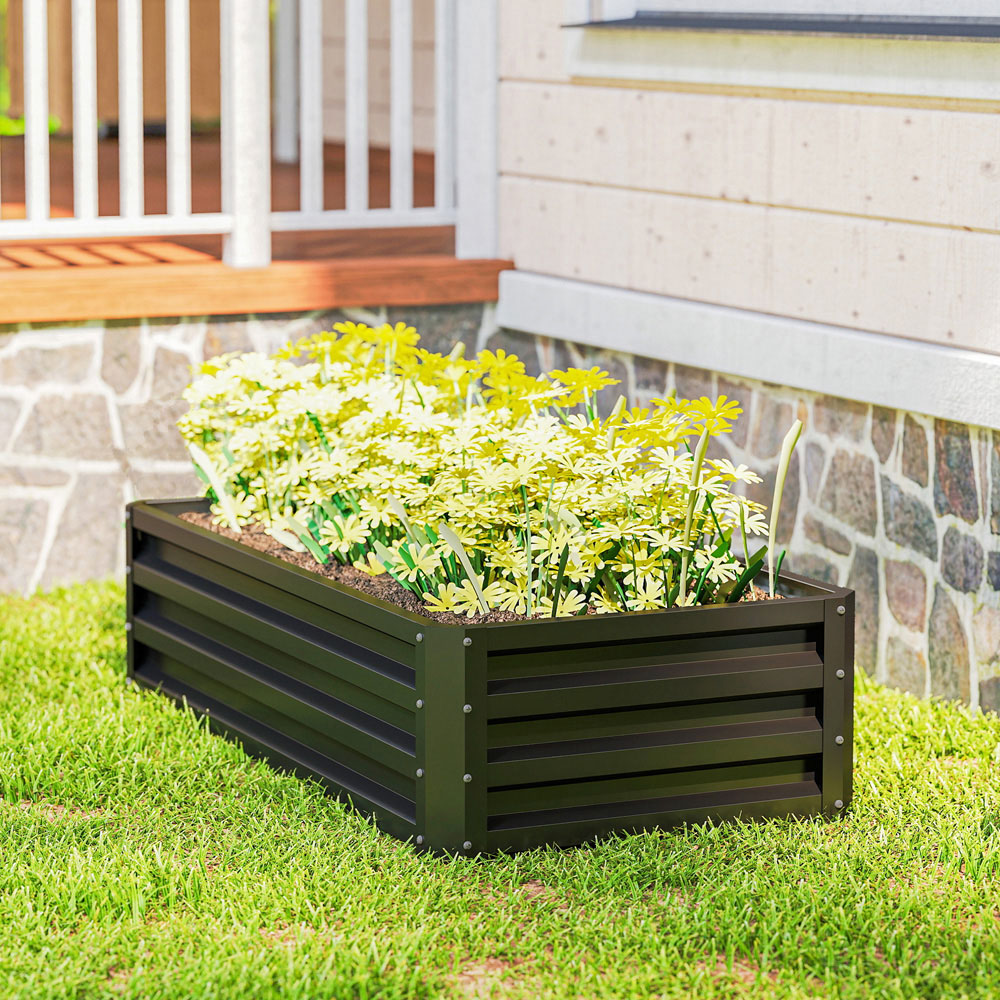 Outsunny Grey Galvanised Steel Raised Garden Bed Planter 30.5 x 60 x 120cm Image 3