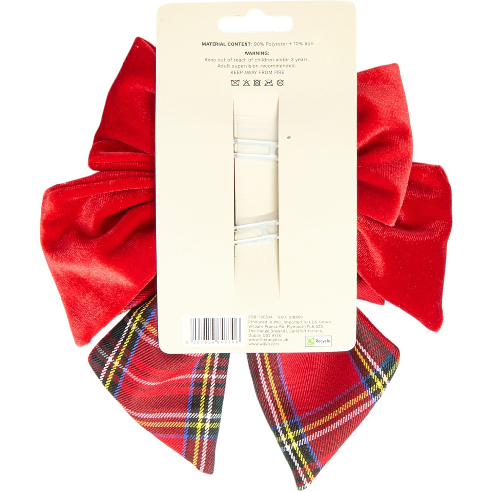 Pack of 2 Velvet Bow Hair Clips Red Image 4