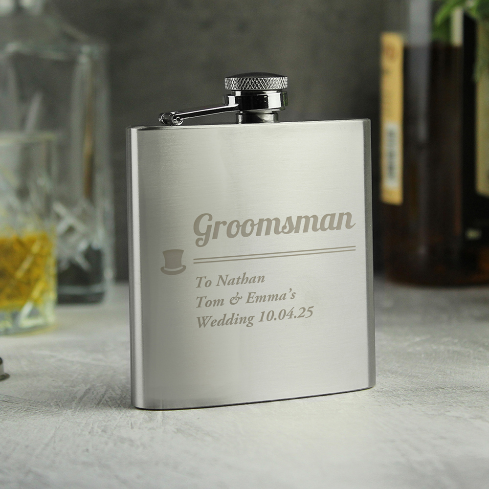 Personalised Memento Personalised Groomsman Hip flask Image 3