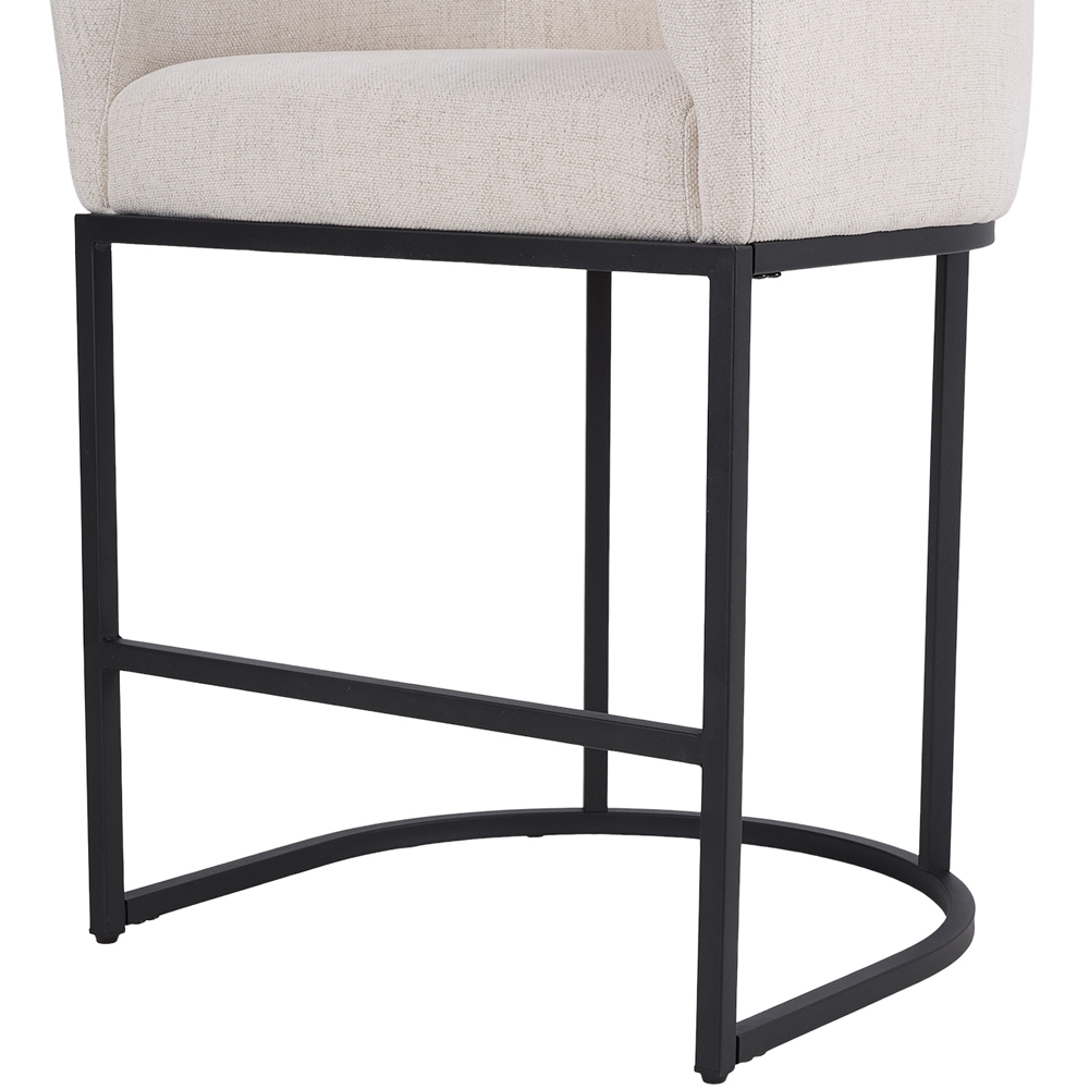Living and Home Beige Chenille Bar Stool with Armrest Set of 2 Image 6