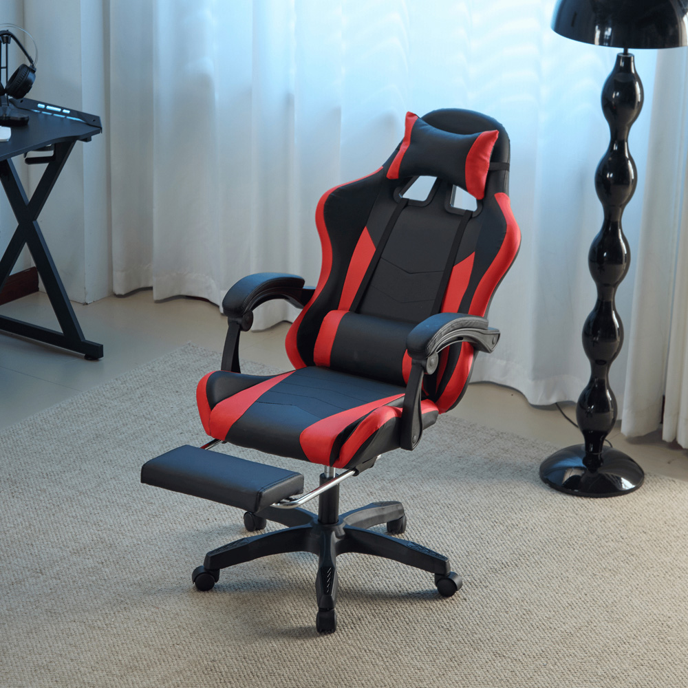 Home Source Neuro Red Ergonomic Gaming Chair with Adjustable Footrest and Headrest Image 5