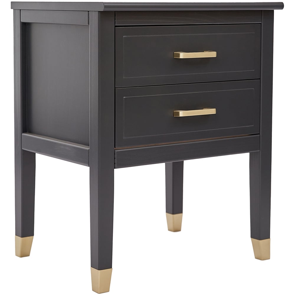 Palazzi 2 Drawer Dark Grey Bedside Table Image 2