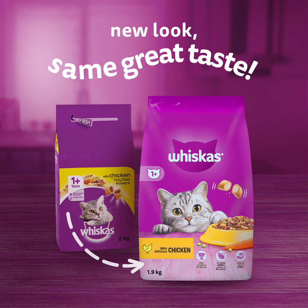 Whiskas 1+ Chicken Dry Adult Cat Food 1.9kg Image 3