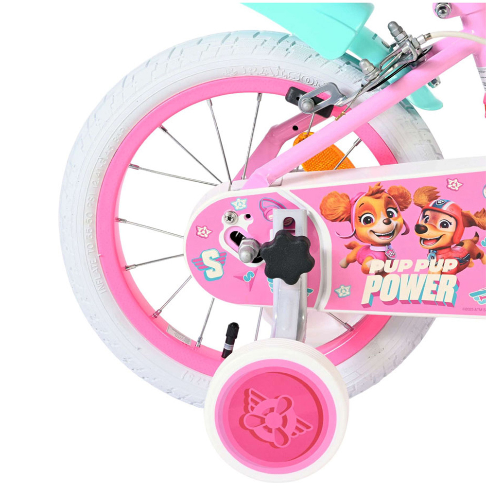 Volare Paw Patrol Kids 14 inch Multicolour Bike with Stabilisers and Basket Image 7