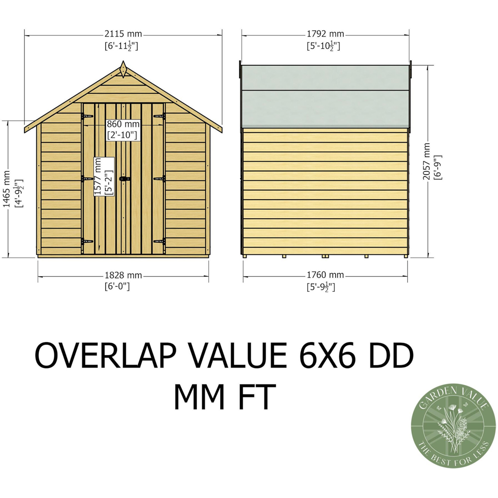 Shire GB Garden Value 6 x 6ft Overlap Double Door Garden Shed Image 7