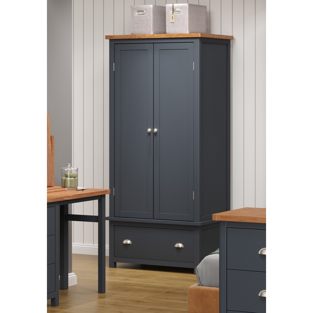 Core Products Dunkeld Single Drawer 2 Door Midnight Blue Wardrobe Image 5