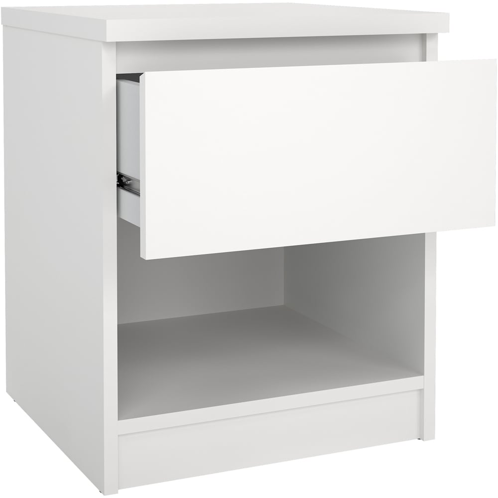 Florence Naia Single Drawer Single Shelf White Bedside Table Image 5
