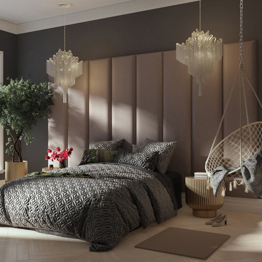 Aspire Furniture Llewelyn-Bowen Luxury Grey Saxon Twill Wall Mounted Headboard 45cm Image 3