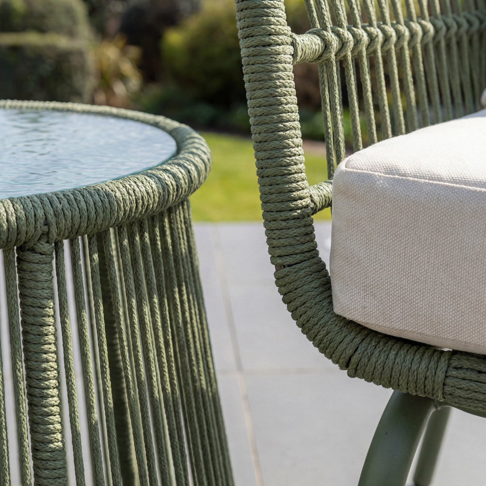 Artemis Home Carbini 2 Seater Green and Cream PE Rattan Bistro Set Image 2