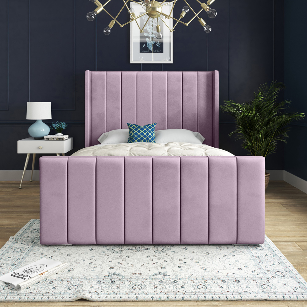 DS Living Oxford Super King Size Pink Soft Plush Velvet Bed Frame Image 3