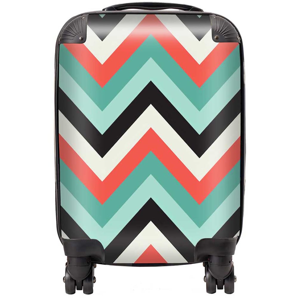 Warren Reed Designer Small Geometric Coloured Chevron Pattern Suitcase Image 1