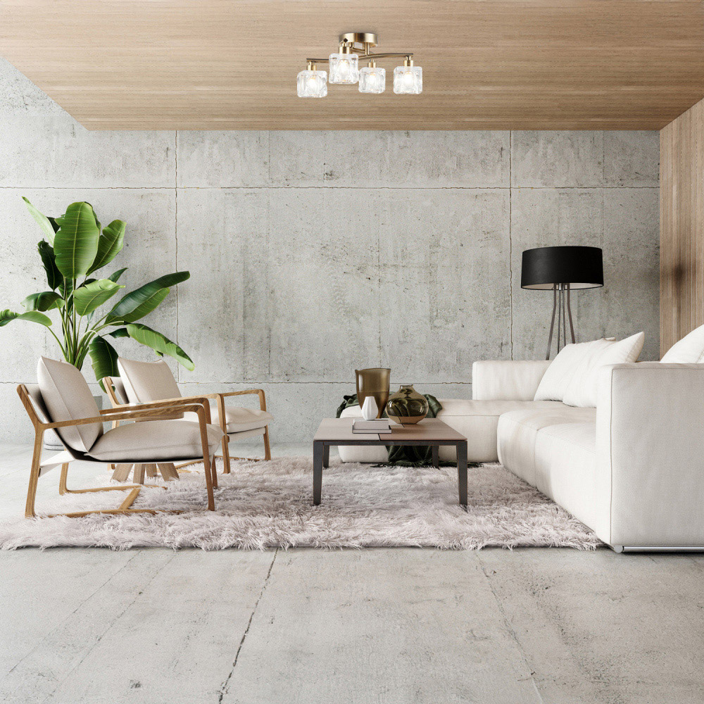 Happy Homewares 4 Bulb Antique Brass Ceiling Light Image 2