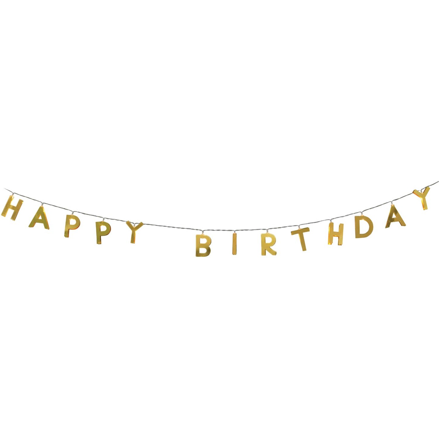 Happy Birthday Gold LED String Light - Warm White Image 2