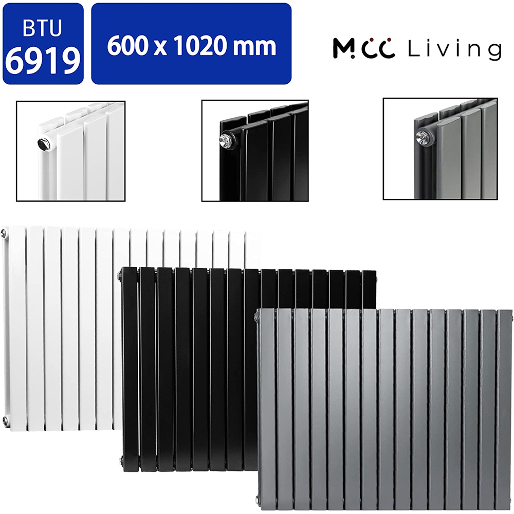 White Double Flat Panel Vertical Column Radiator 600 x 1020mm Image 8
