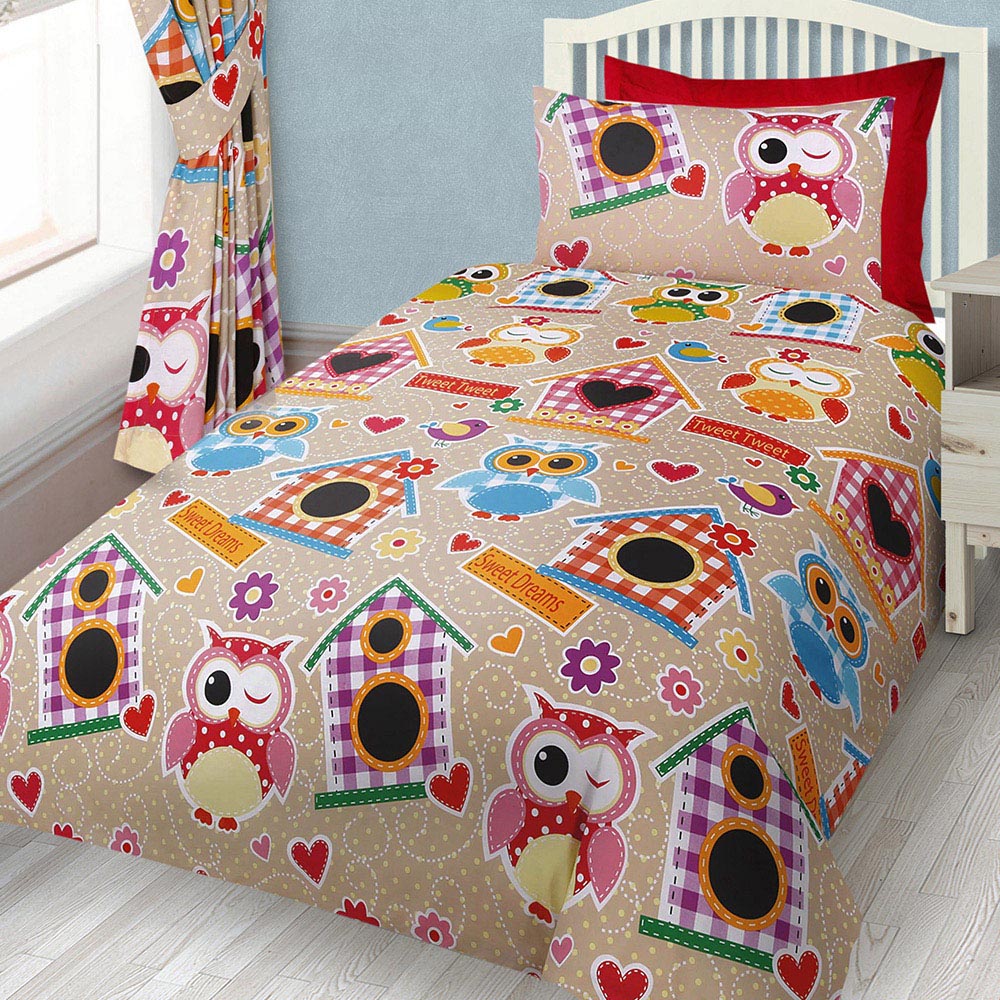 Velosso Double Multicolour Owl Print Duvet Cover Set Image 1