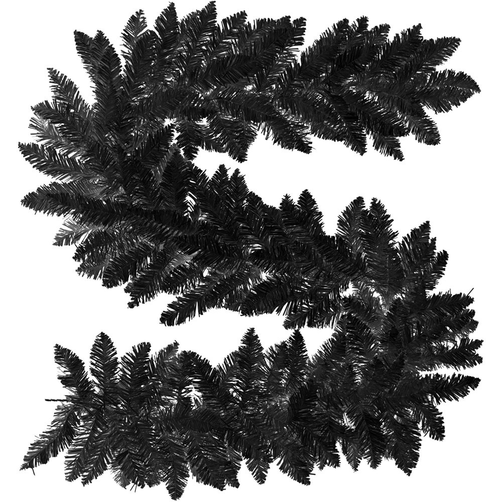 Shatchi Imperial Pine Plain Black Garland 200cm Image 1