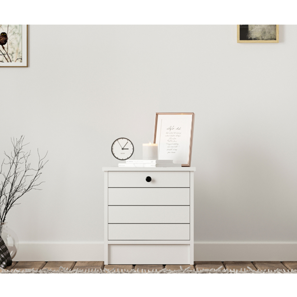 Evu SABRO Single Door White Bedside Table Image 5