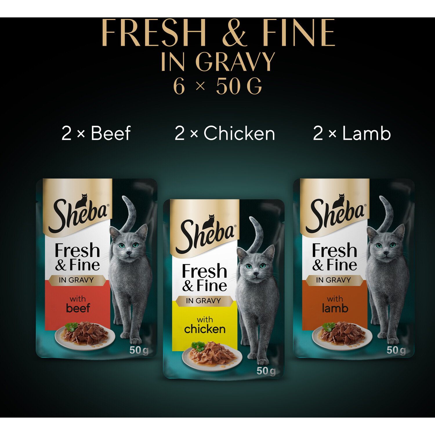 Sheba Fresh and Fine Wet Cat Food - Brown / Beef, Chicken and Lamb Image 8