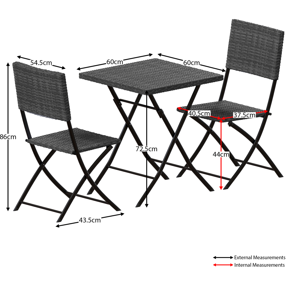GARDEN VIDA Capri Rattan Effect 2 Seater Bistro Set Grey Image 7