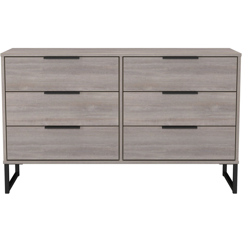 Crowndale Hong Kong 6 Drawer Grey Oak Wide Chest of Drawers Ready Assembled Image 2