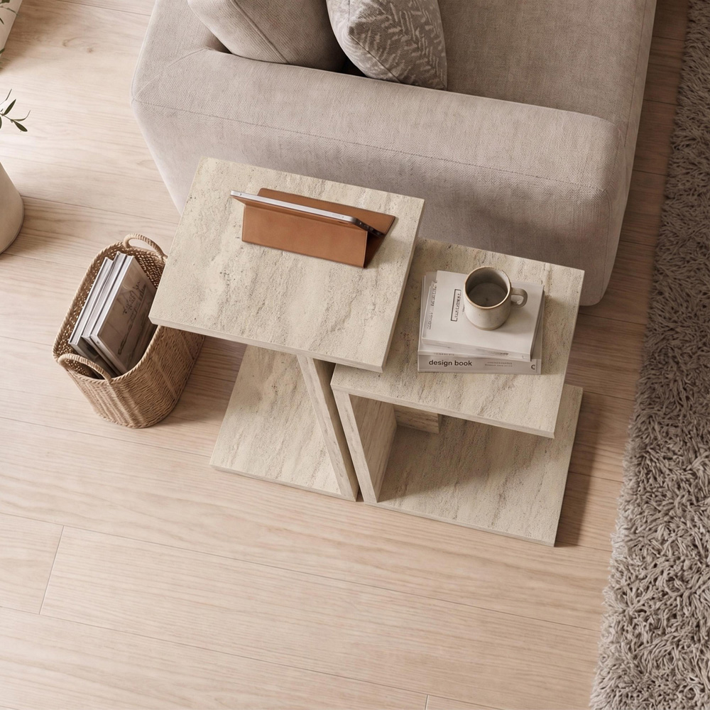 Decortie Nero Travertine Side Table Set of 2 Image 4