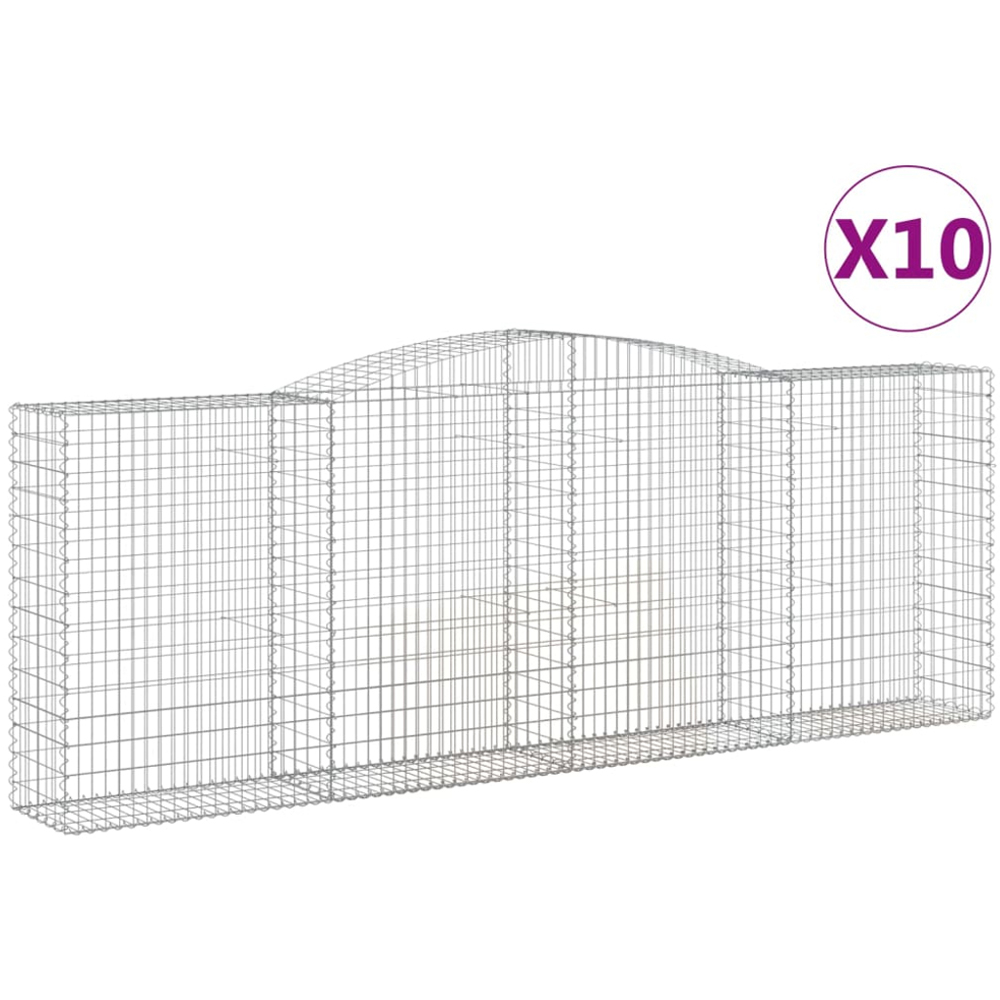 vidaXL Silver Galvanised Iron Arched Gabion Basket 140/160 x 50 x 400cm 10 Pack Image 4