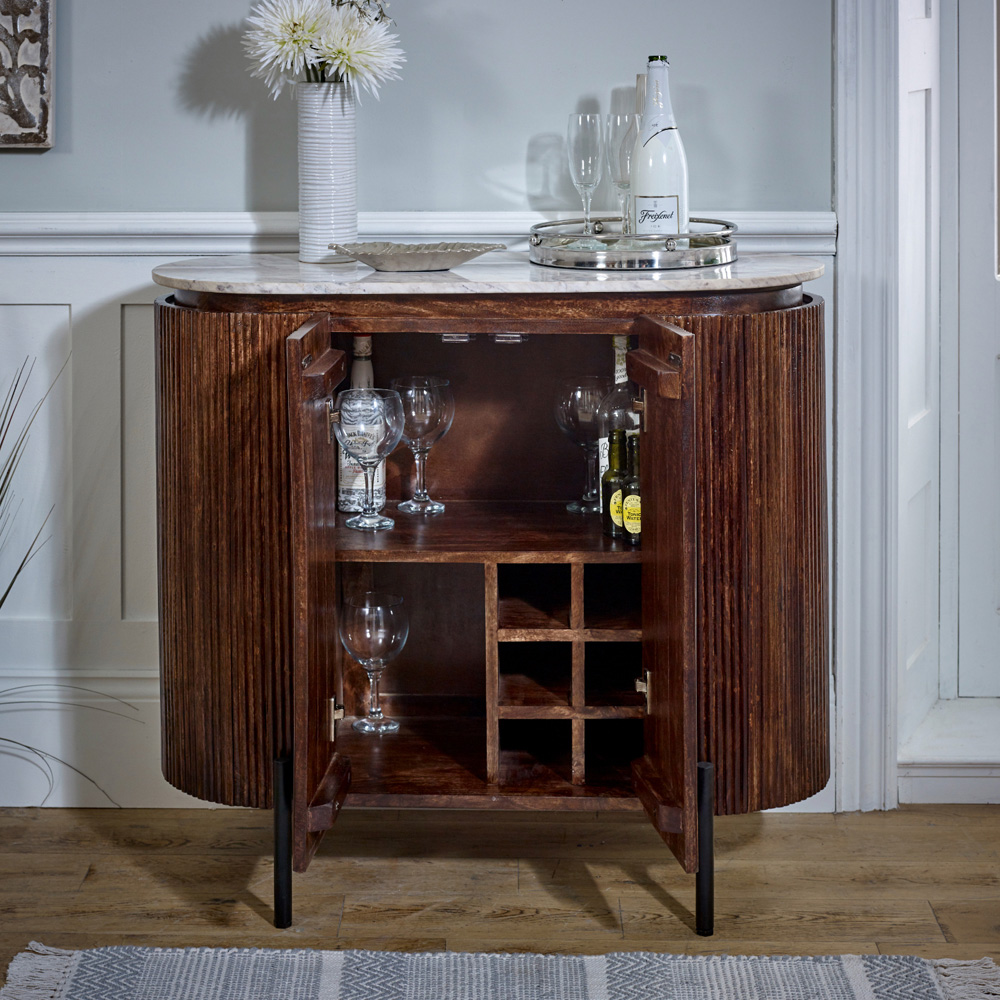 Brooklyn Opal 4 Door Marble Top Solid Wood Drinks Cabinet Image 7