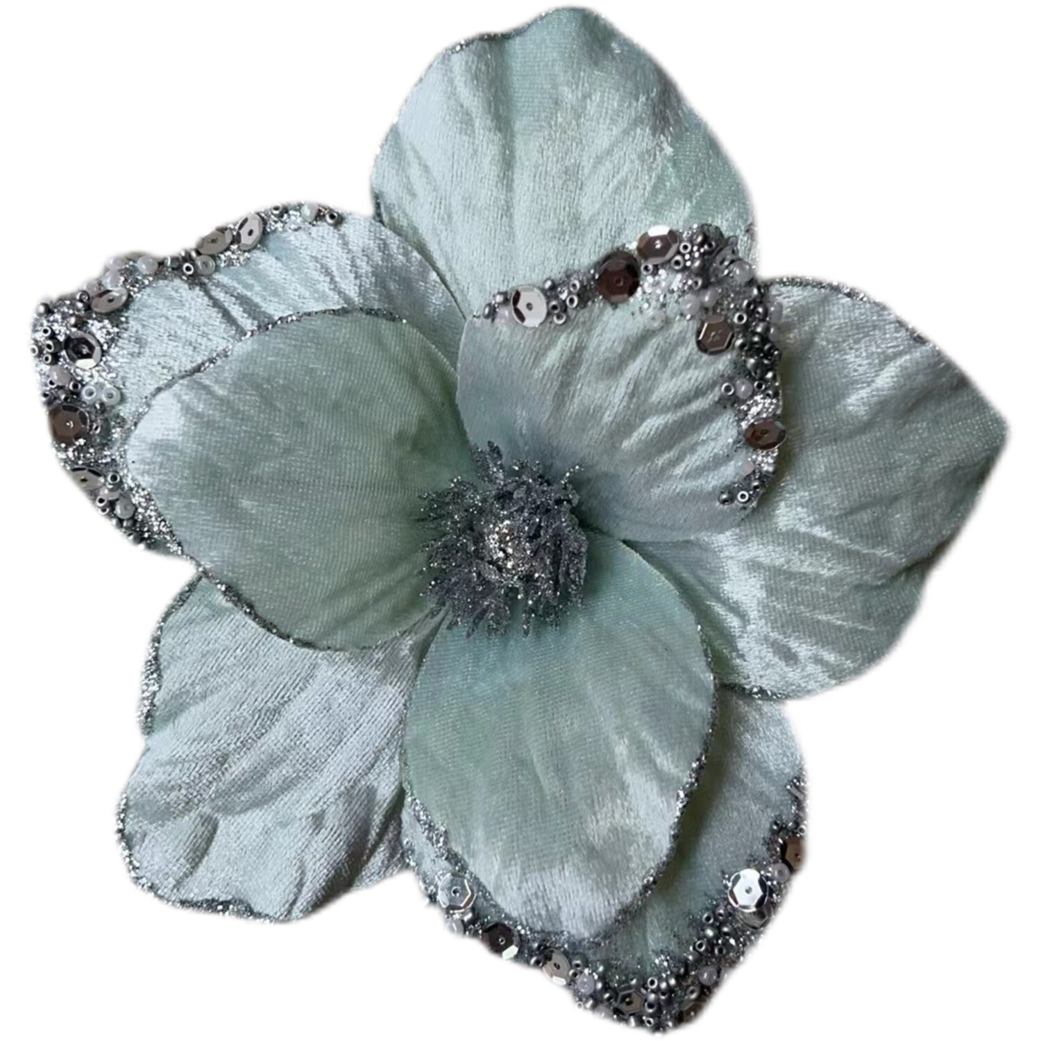Icy Green Glitter Flower Clip - Green Image