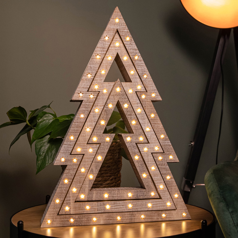 Samuel Alexander Light Up Wooden Christmas Tree 3 Piece Image 4