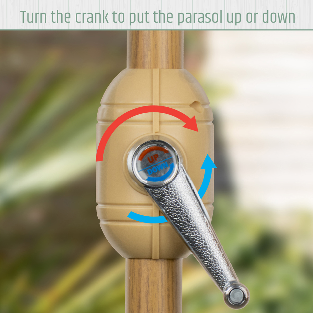 Gardenkraft Beige Crank and Tilt Wooden Parasol 2.7m Image 4