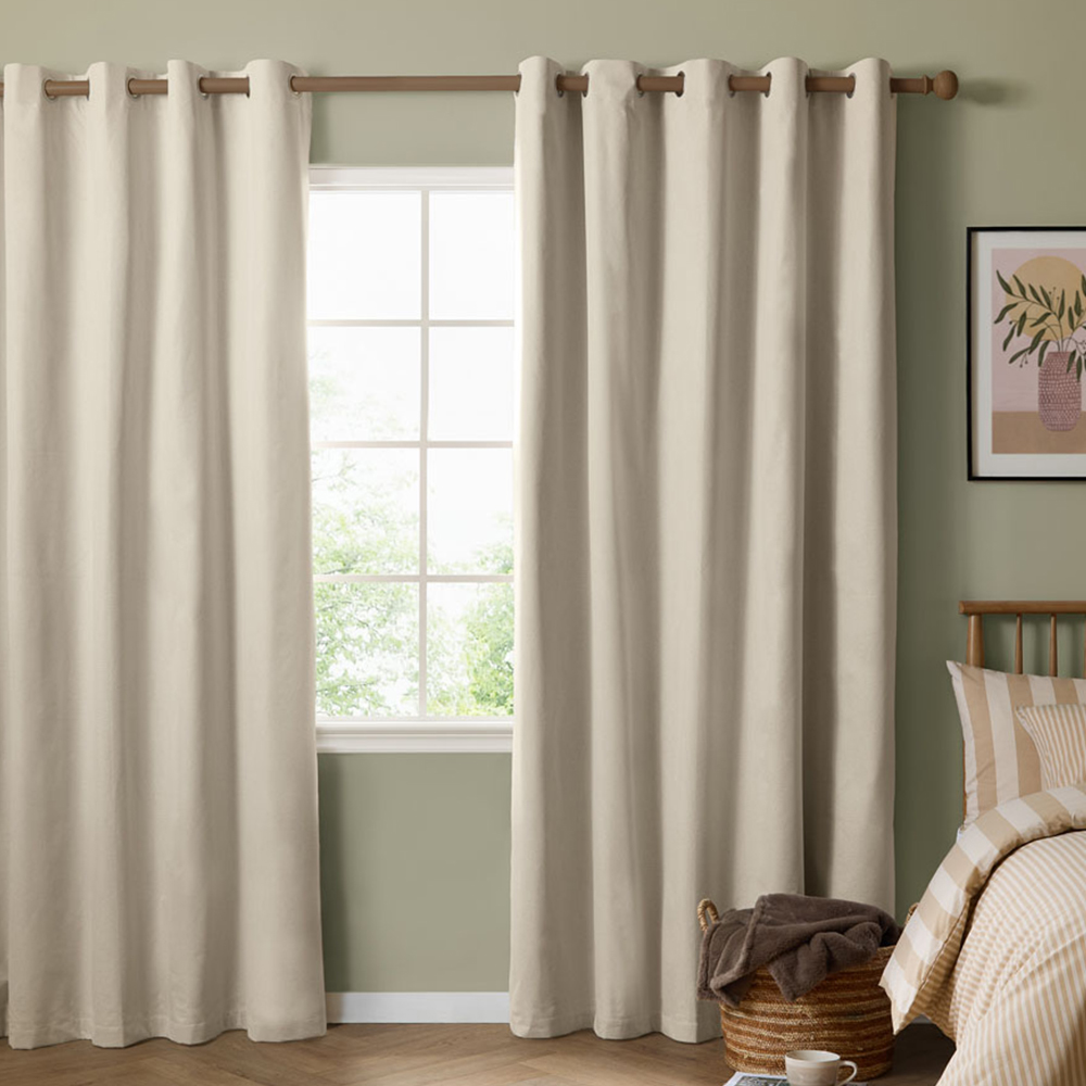 Furn The Ultimate Ecru Textured Woven Blackout Eyelet Curtains 229 x 229cm Image 1