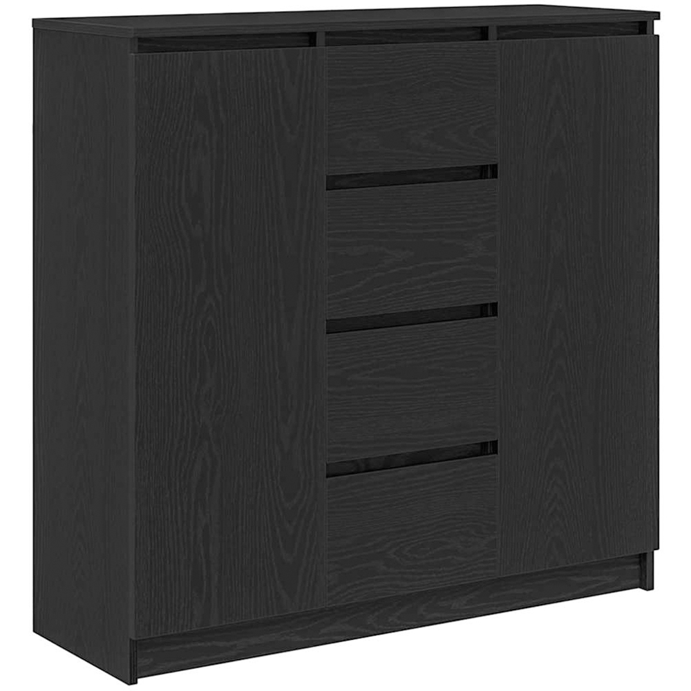 vidaXL 2 Door 4 Drawer Black Wooden Sideboard Image 2