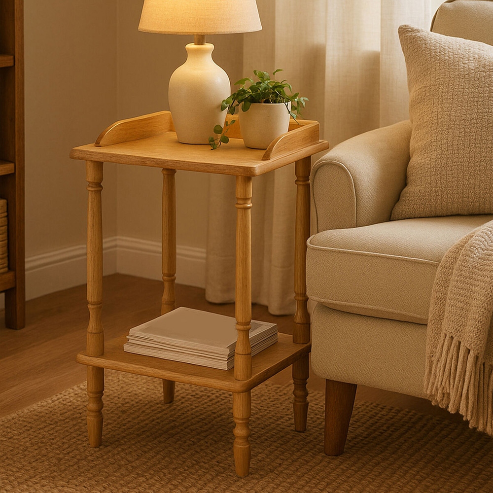 Premier Housewares Single Shelf Carved Rubberwood Side Table Image 3