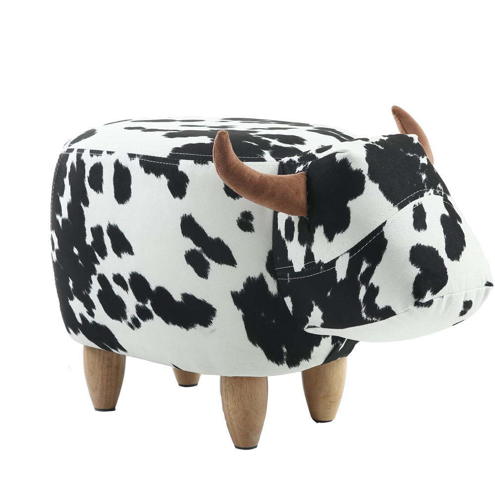Gardeco Black And White Lulu The Spotted Cow Velvet Footstool Image 2