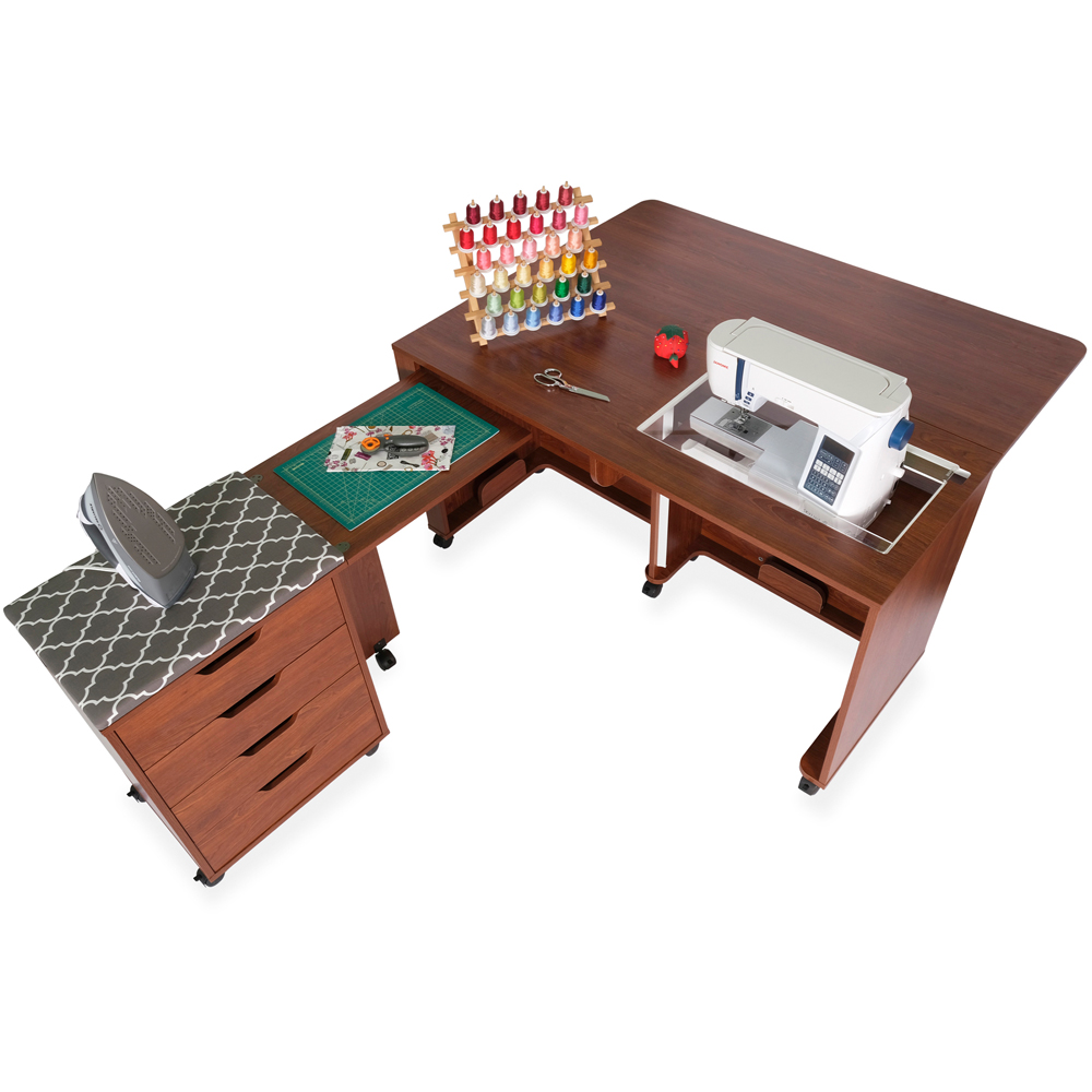 Arrow Cabinets Laverne and Shirley 455 4 Drawer Teak Fold-Away Sewing Cabinet Image 4