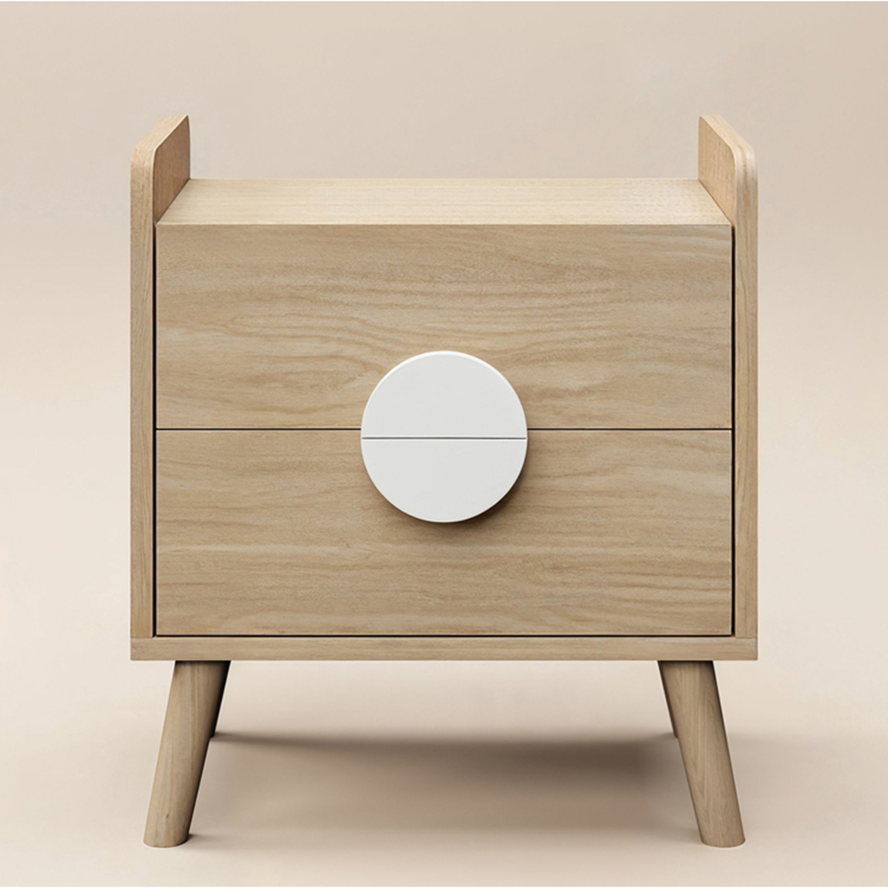 Flair Noah 2 Drawer Oak and White Bedside Table Image 3