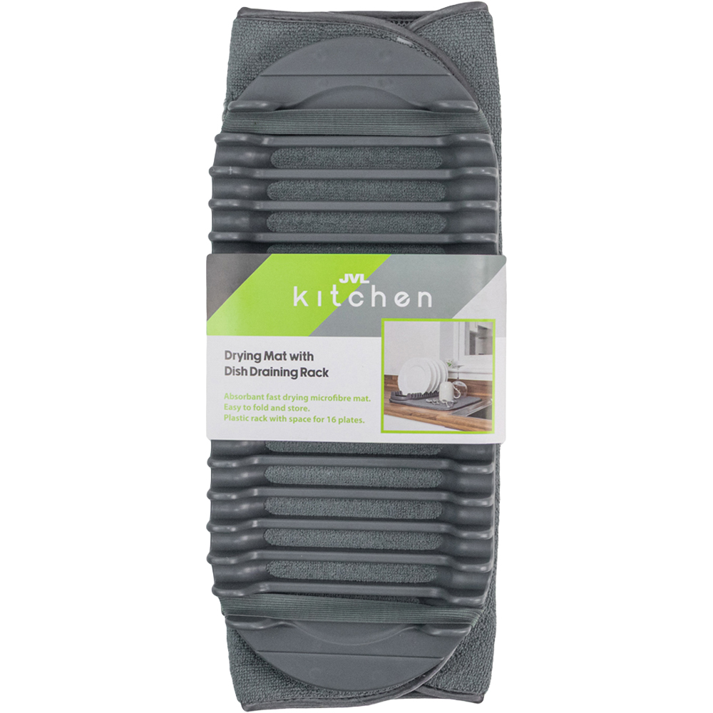 JVL Kitchen Sesha Dish Microfibre Drying Mat with Rack Image 5