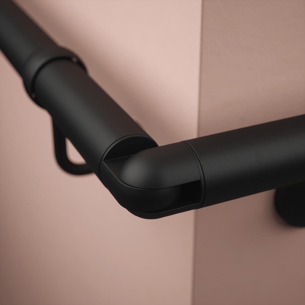Rothley Matt Black Stair Handrail Adjustable Elbow Image 2