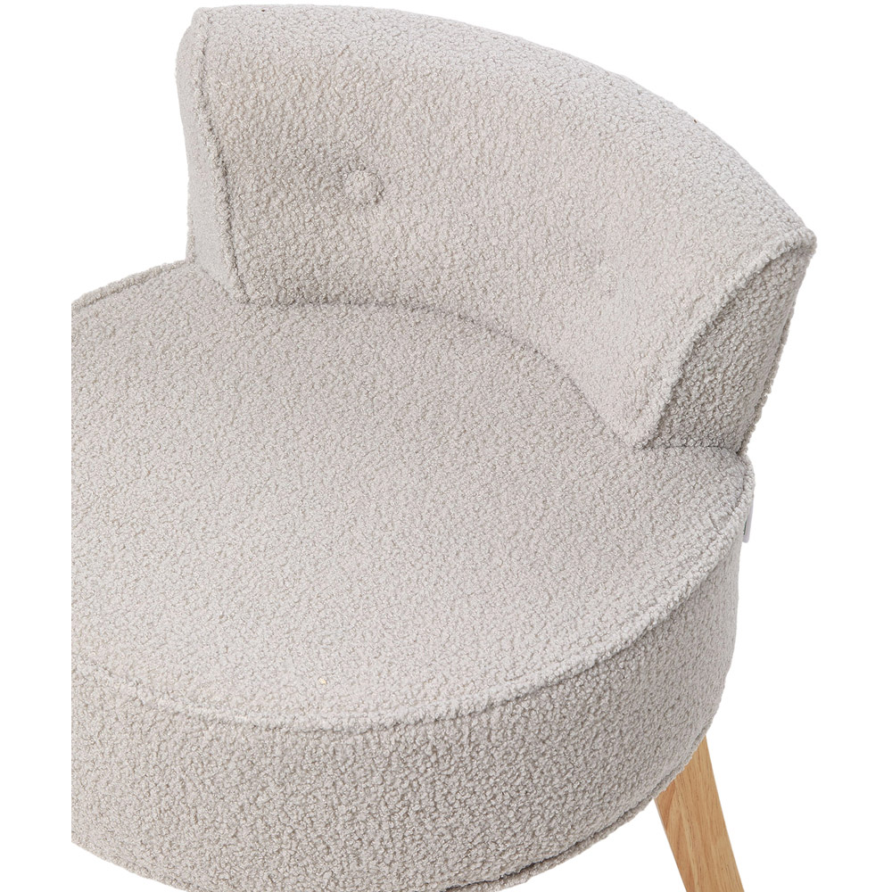 Living and Home Grey Teddy Fleece Button Tufted Vanity Stool Image 4