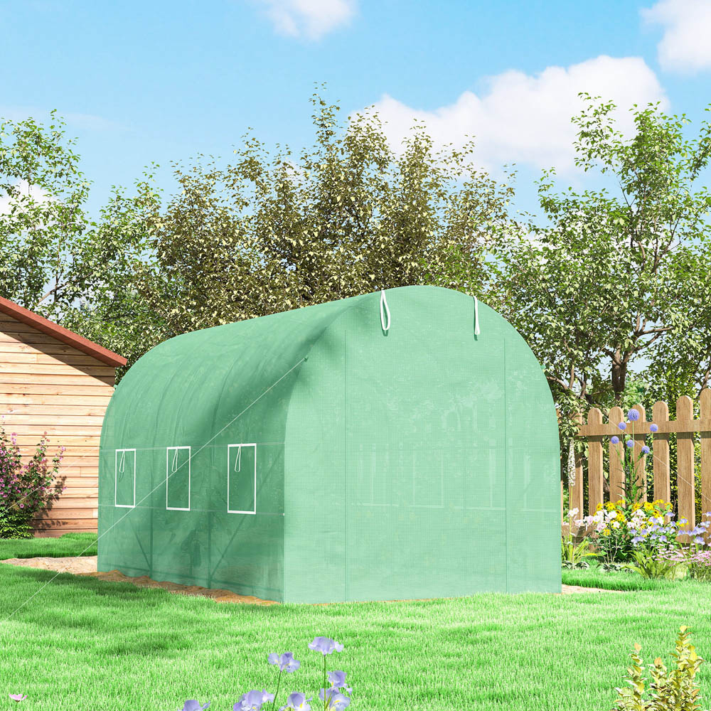 Outsunny Green Plastic 6.5 x 11.5ft Walk In Polytunnel Greenhouse Image 4