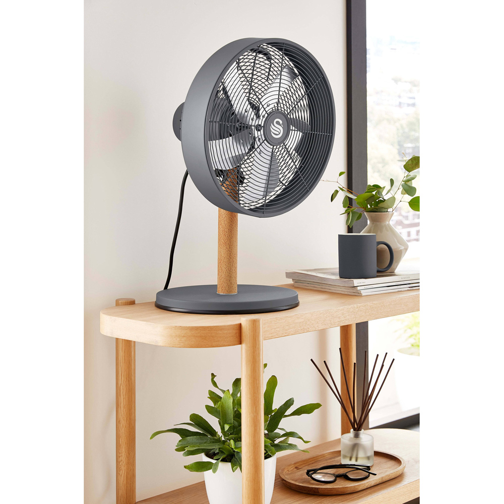 Swan Nordic Grey Adjustable Oscillating Desk Fan 12 inch Image 2
