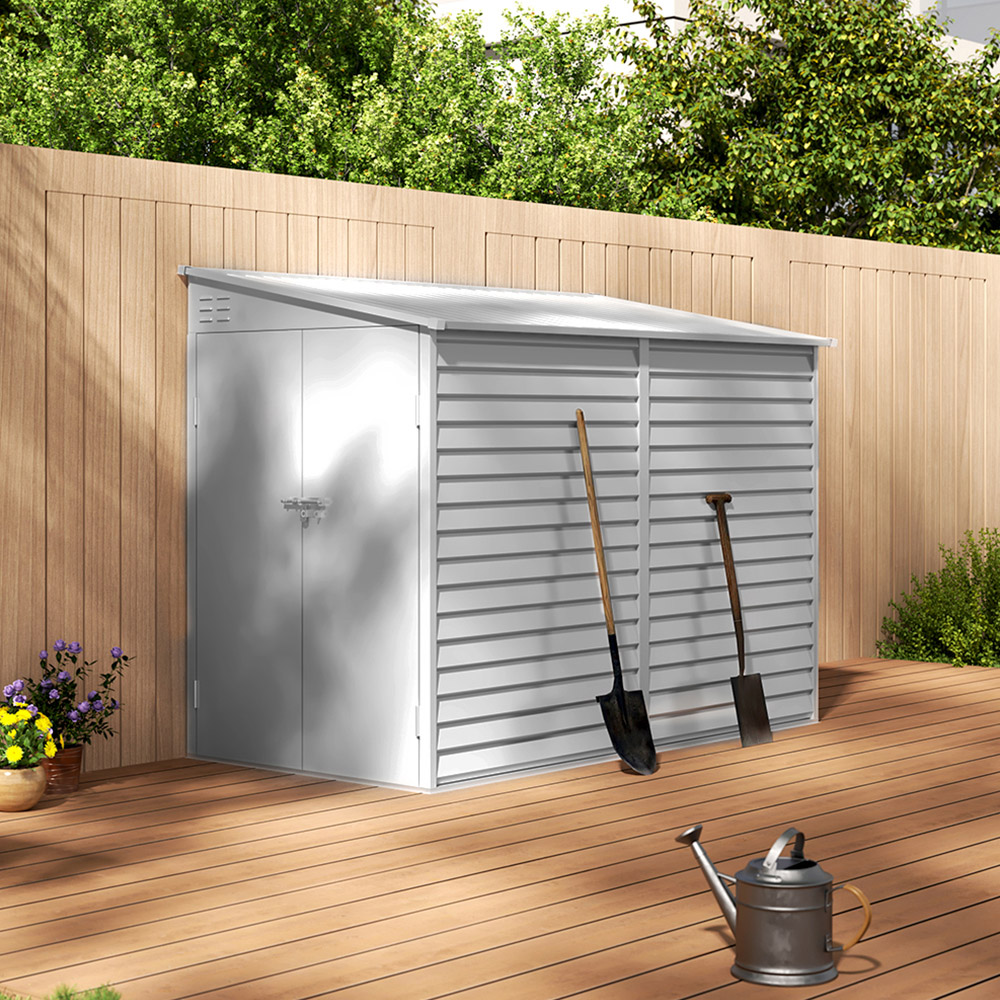 Living and Home 9 x 4.7ft White Weather Resistant Steel Storage Shed Image 2