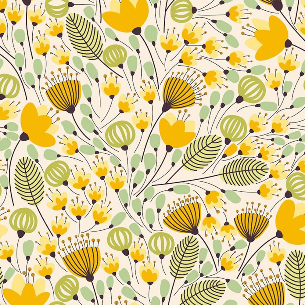 Bobbi Beck Eco Luxury Retro Maximalist Floral Yellow Wallpaper Image 1